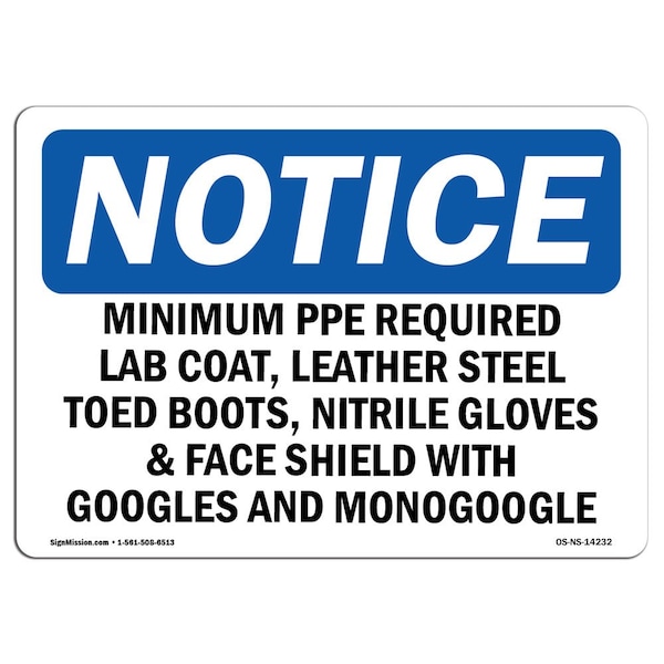 OSHA, Minimum PPE Required Lab Coat Leather Steel, 5in X 3.5in, 10PK, 5" W, 3.5" H, Landscape, PK10